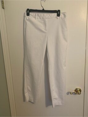 Classic White Straight-Leg Ankle Pants